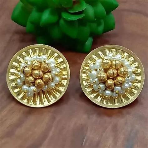 Gold Plated Jewellery - Matt Gold Indian Earrings Manufacturer from Mumbai