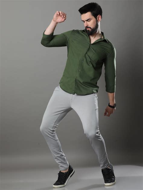 Buy Olive Green Plain Color Shirts Online at Great Price – Bushirt
