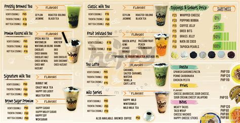 Happy Tea Menu: Enjoy a Variety of Flavored Milk Teas