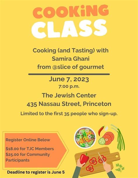 Cooking Demo with Samira Ghani, The Jewish Center of Princeton, 7 June ...