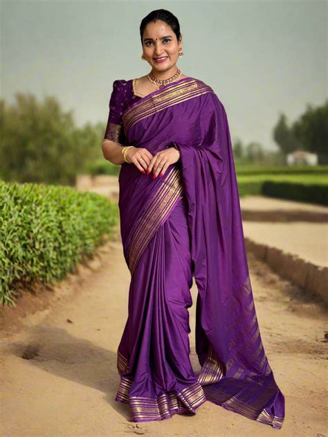 Semi Mysore Crepe (Self, 1 Line Flowers Border) – Hema Style Studio