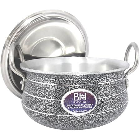 Buy Bartan Hub Aluminum Cook and Serve Kitchen Handi with Lid (Black ...