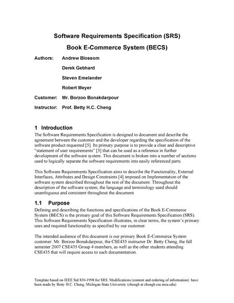 SRS-BECS-2007 - project - Template based on IEEE Std 830-1998 for SRS ...