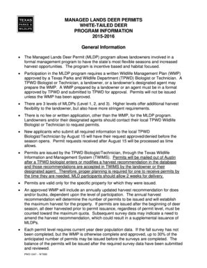 Fillable Online Managed Lands Deer Permits Program Information (PWD ...