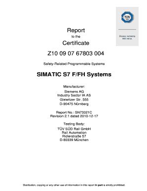 Fillable Online Certification report for Siemens S7-400 F/HF system ...