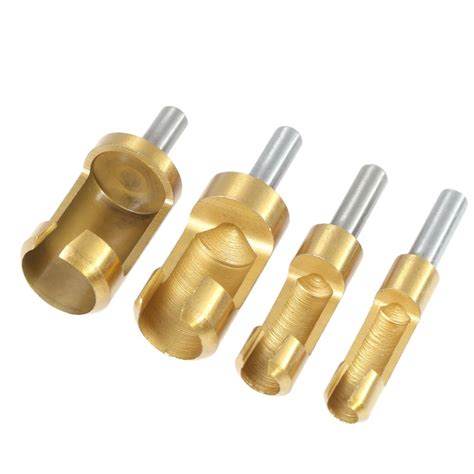 Festnight Plug Cutting Set, 4pcs/Set 1/4 Inch Shank Titanium Barrel ...