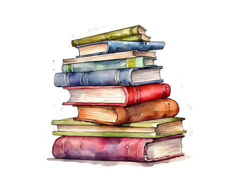 Watercolor Stack of Books Clipart 16 Jpgs Watercolor Books - Etsy
