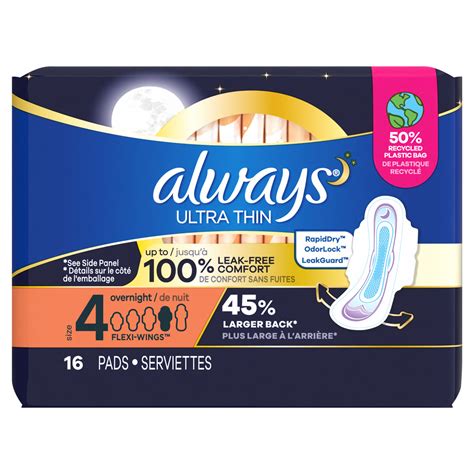 Always Ultra Thin Size 4 Overnight Pads With Wings | Always®