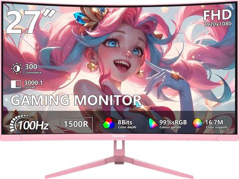Raywego Pink 27 inch Curved Gaming Monitor 100Hz,FHD India | Ubuy