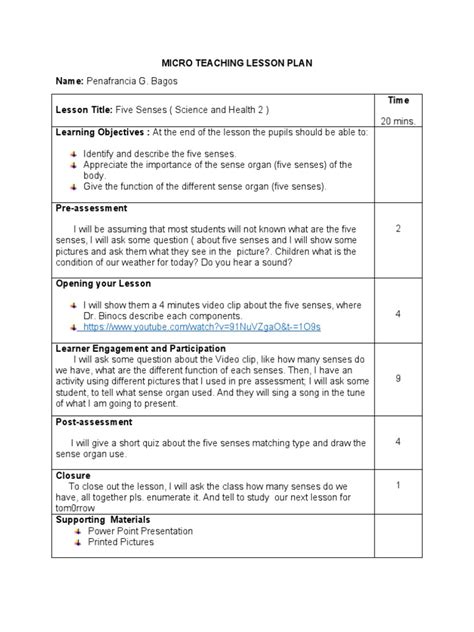 Micro Teaching Lesson Plan 的图像结果