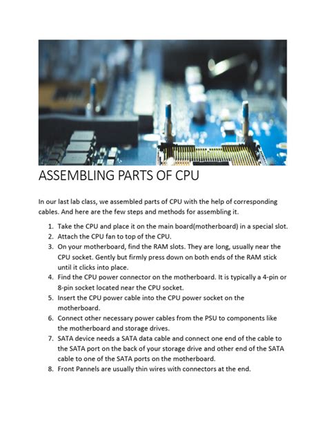 Image result for Computer CPU Assembly Video