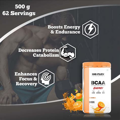 Buy BIGFLEX ESSENTIAL BCAA ENERGY ORANGE (500GM) - JAR Online & Get ...