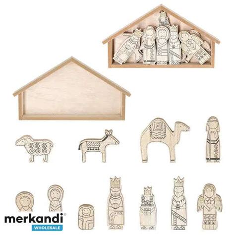 Wooden Christmas Nativity Set 12 Figures Traditional Holiday Decoration ...