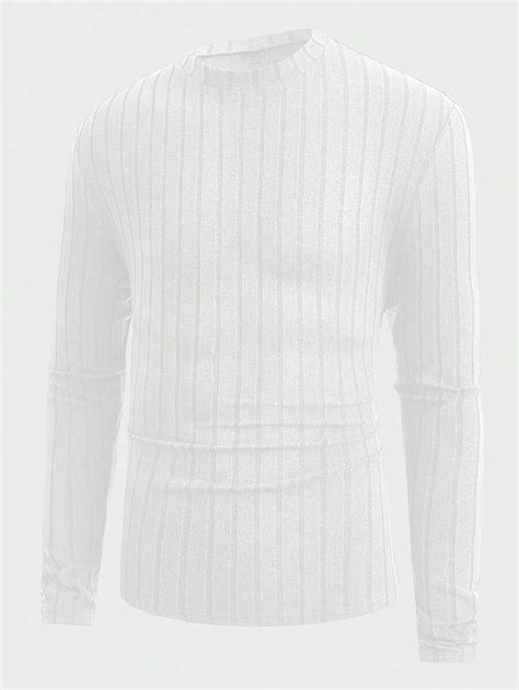 Manfinity ModaGents Men Mock Neck Ribbed Knit Tee | SHEIN USA