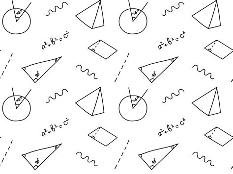 seamless black and white doodle pattern with geometry, school,college,math 34784184 Vector Art ...