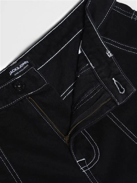 Black Contrast Stitch Anti Fit Jeans