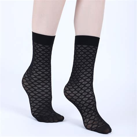 Diamond Pattern Sheer Ankle Socks-Black – Next2Skin.in