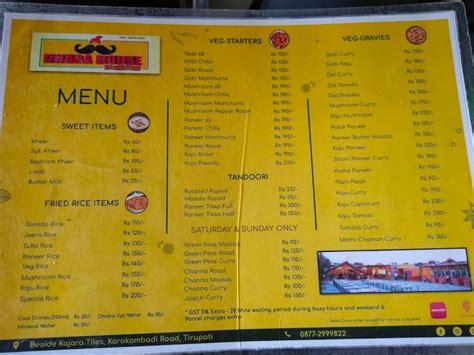 Menu at DHABA HOUSE, Tirupati, Karakambadi Rd