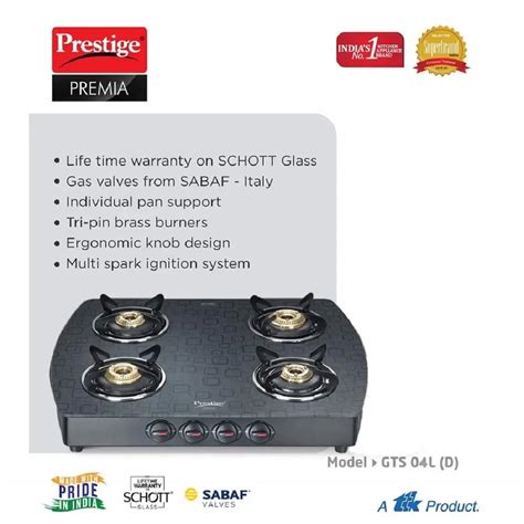 Prestige Premia GTS 04 (D) Glass Top Gas Stoves 40277 – Kitchen Brand Store