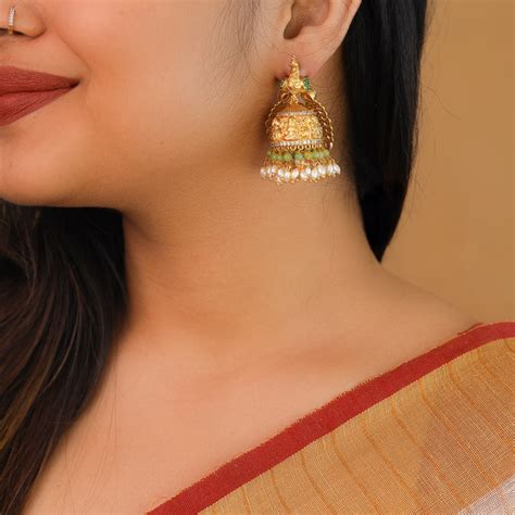 Peacock Pearl Jhumka – Adore By Priyanka