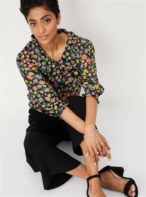 Buy Women Printed Extended Collar Top Online at just Rs. 799.0 ...