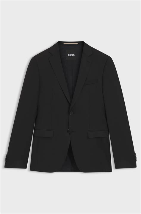 BOSS - Extra-slim-fit suit jacket in virgin-wool serge - Black