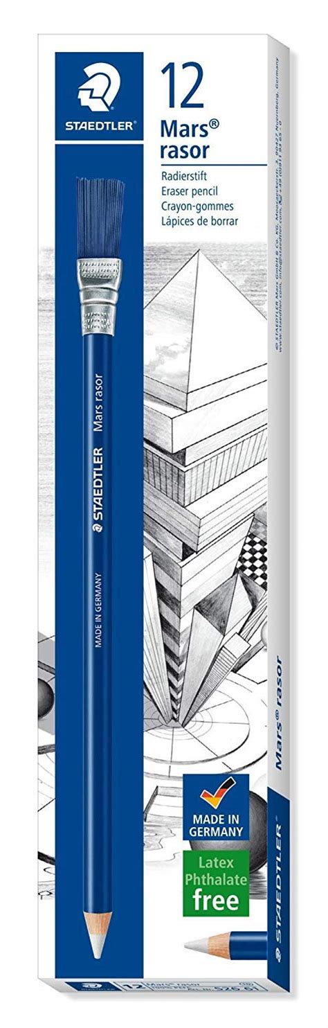 Staedtler Mars Rasor Eraser Pencil with Brush, Pack of 12 : Amazon.in ...