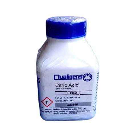 Laboratory Grade Citric Acid (Monohydrate) SQ 500 Gms Qualigens ...