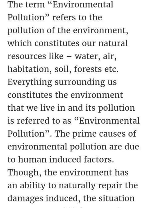 write an essay on enoment pollution - Brainly.in