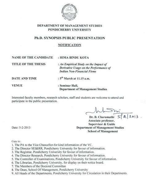 Revised - Ph.D. Synopsis Public Presentation of Ms.Hima Bindu Kota on ...