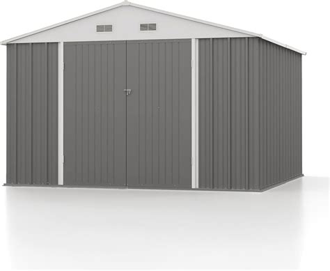 Amazon.com : Patiowell 10' x 10' Metal Storage Shed for Outdoor, Steel ...
