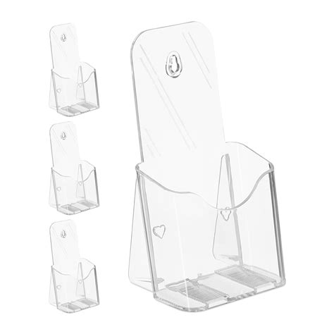 Présentoir à flyers, lot de 4, DIN long, compartiment, pour tenir ...