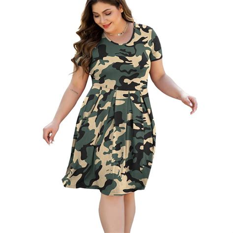 PCEAIIH Plus Size Shift Dress for Women Knee Length Dress Casual Short ...