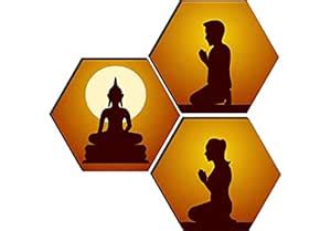 SAF paintings SET OF 3 HEXAGON BUDDHA Embossed Painting 17 Inch X 17 ...