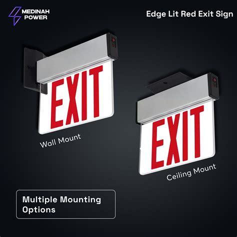 Double Faced Edge-Lit Exit Sign - Red – Medinah Power
