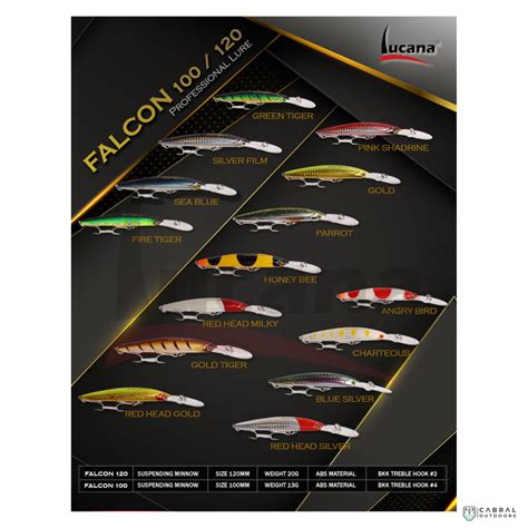 Lucana Falcon 100- 120 Hard Lure | Size:110mm-120mm | 13g-20g – Cabral ...