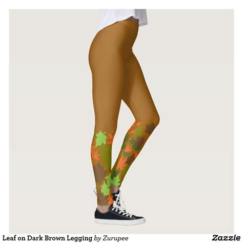 Trendy Leaf on Dark Brown Legging | Zazzle