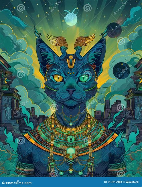 Ancient Egyptian Cat Statue with a Wise Expression, AI-generated. Stock ...