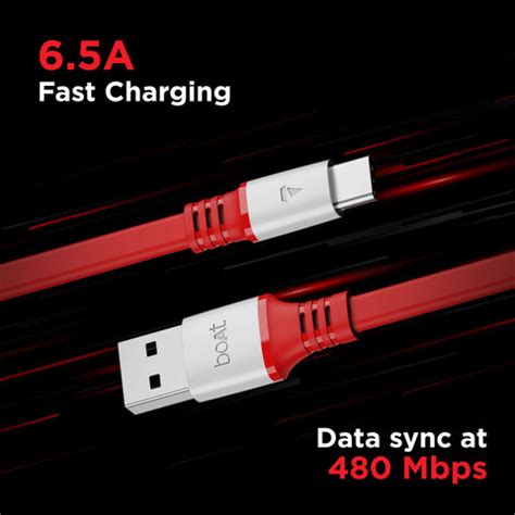 boAt Type C 6.5 A 1.5 m Type C A750 Stress Resistant, Tangle-free Cable ...