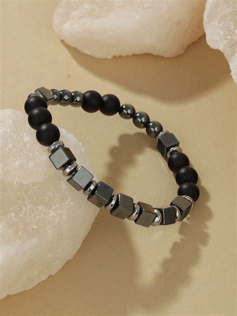 Bold by Priyaasi Geometric Shapes Glossy Matte Bracelet for Men