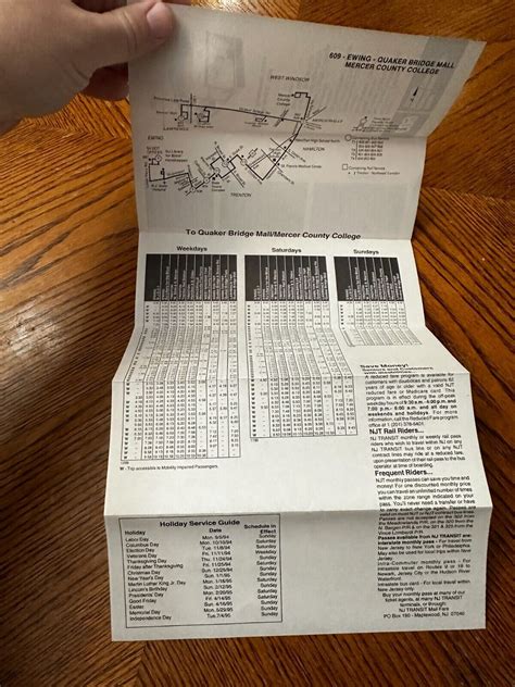 New Jersey Transit Bus Schedules 1994 VTG 409 601 609 Trenton NJ Quaker ...