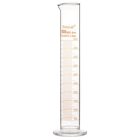 Stonylab 1 Pack Graduated Cylinder Borosilicate Glass 500 Ml Heavy ...