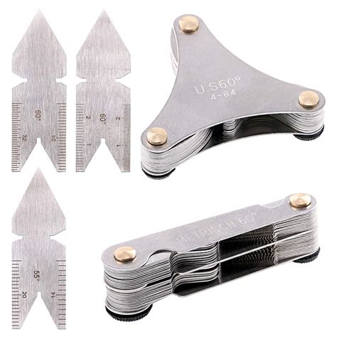 Glarks 5Pcs Stainless Steel Screw Thread Pitch Cutting Gauge Tool Set ...