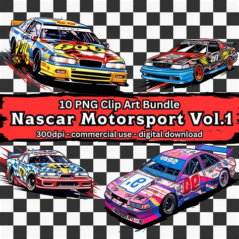 Nascar Clipart Bundle Vol 1, 10 Stock Car Motorsport Racing Car Clip ...