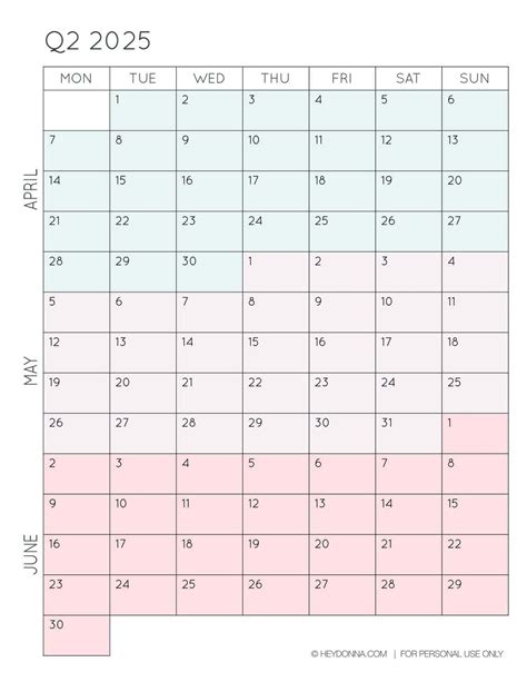 2025 3-Month Quarterly Calendar Printables - FREE - Hey, Donna!