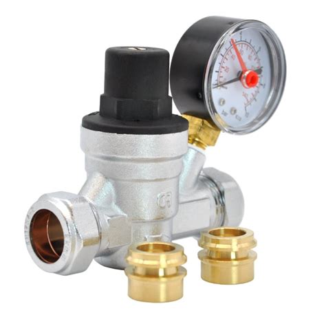 22mm or 15mm Water Pressure Reducing Valve With Gauge - PRV Valve ...