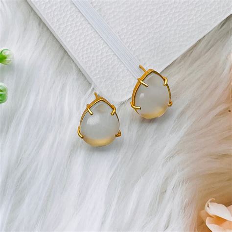 White Monalisa Stone Studs Earrings – Arzzbyfarha