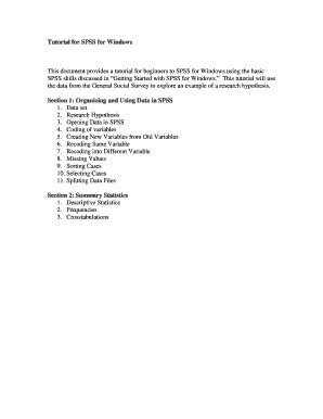 Fillable Online Tutorial for SPSS for Windows Fax Email Print - pdfFiller