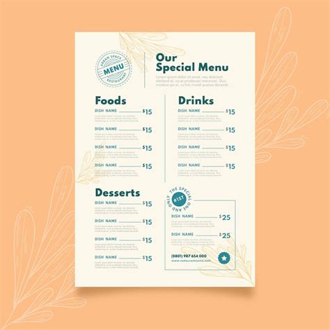 Organic flat rustic restaurant menu | Free Vector