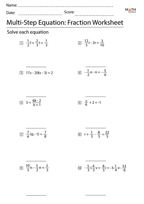 Rezultat imagine pentru Solve Multi-Step Equations Worksheet